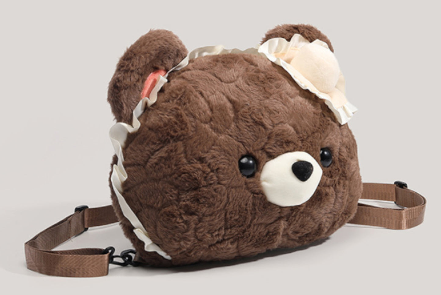 Heart-Shaped Brown Bear Plush Backpack**