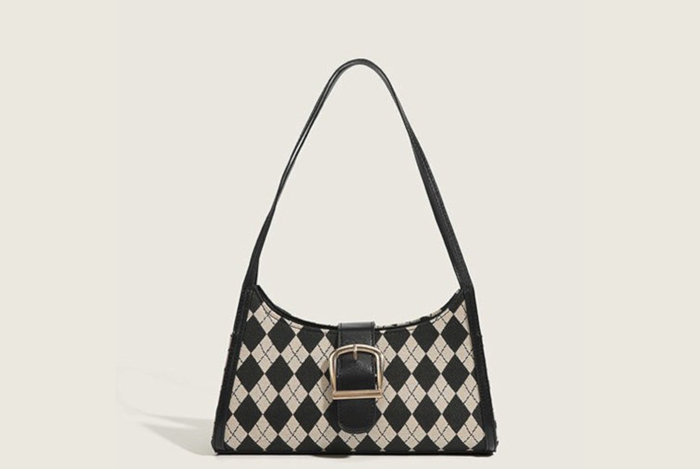 Versatile Plaid Underarm Bag with Diamond Quilting