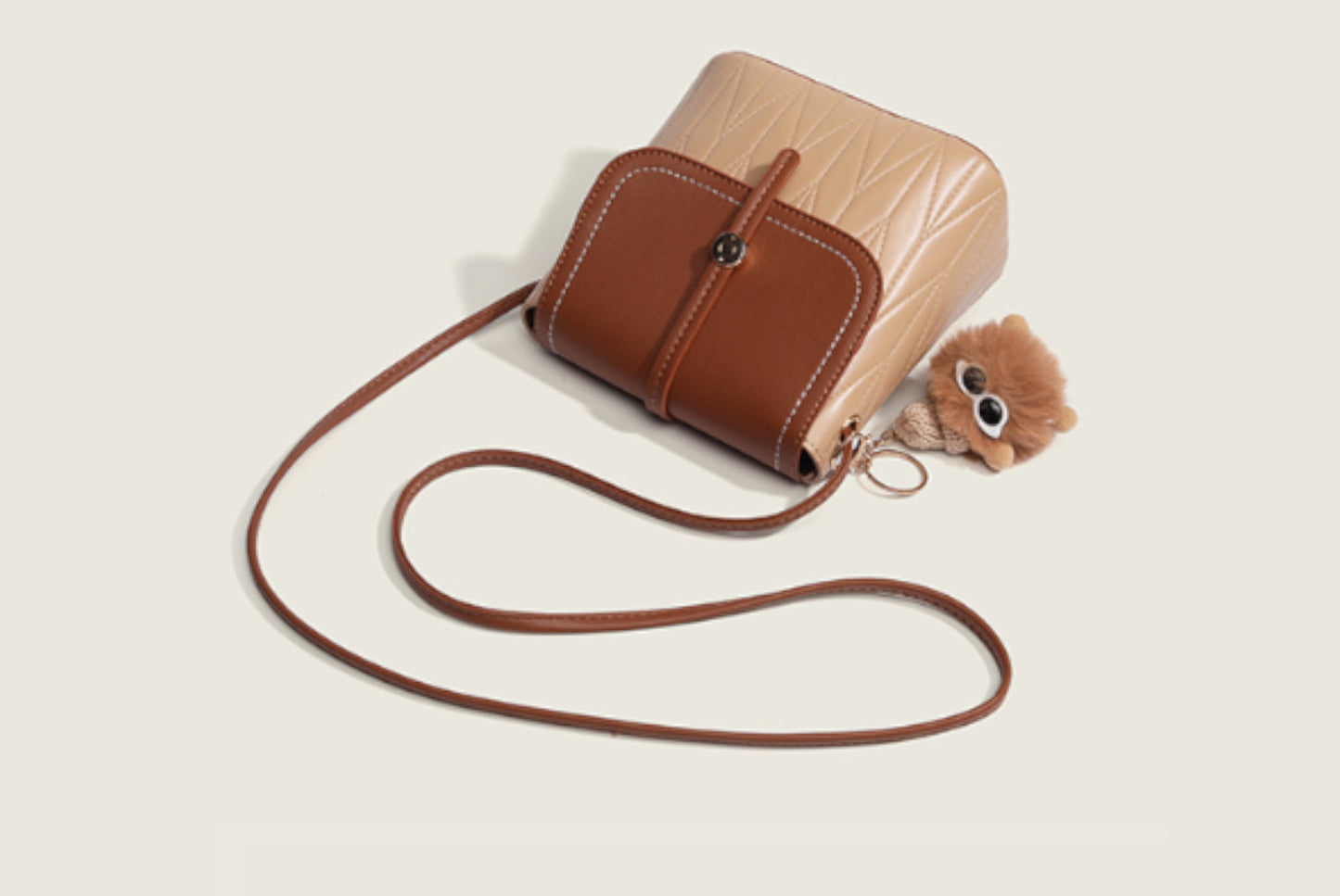**Stylish and Simple Contrast Color Flap Crossbody Bag**