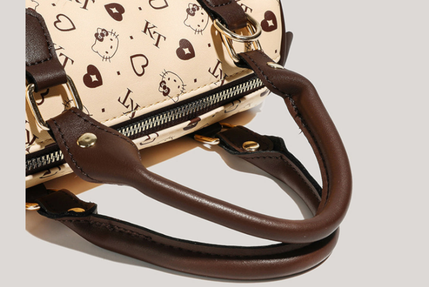 Crossbody Boston Bag - Beige