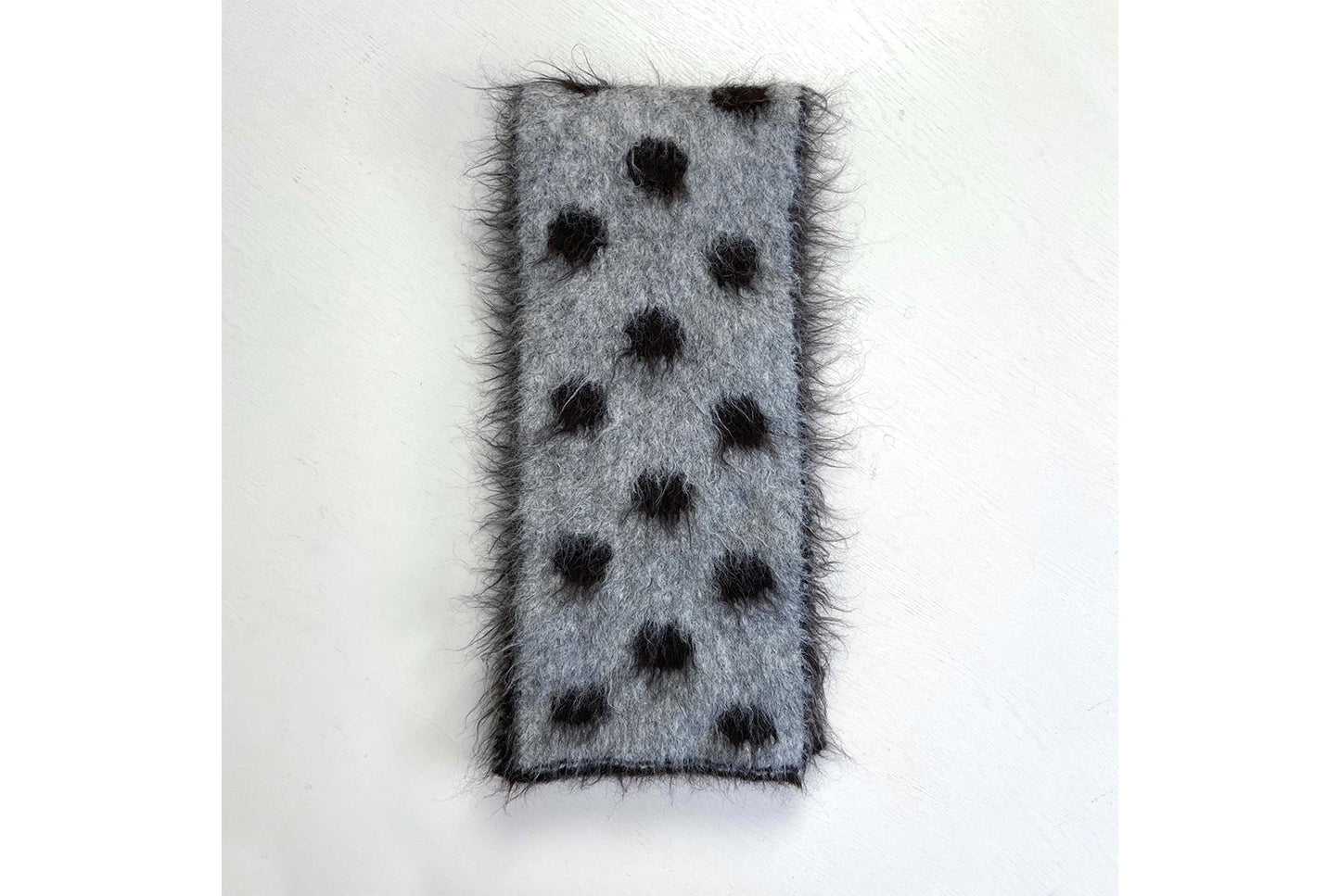 Fashionable Retro Color-Blocked Long-Pile Polka Dot Scarf