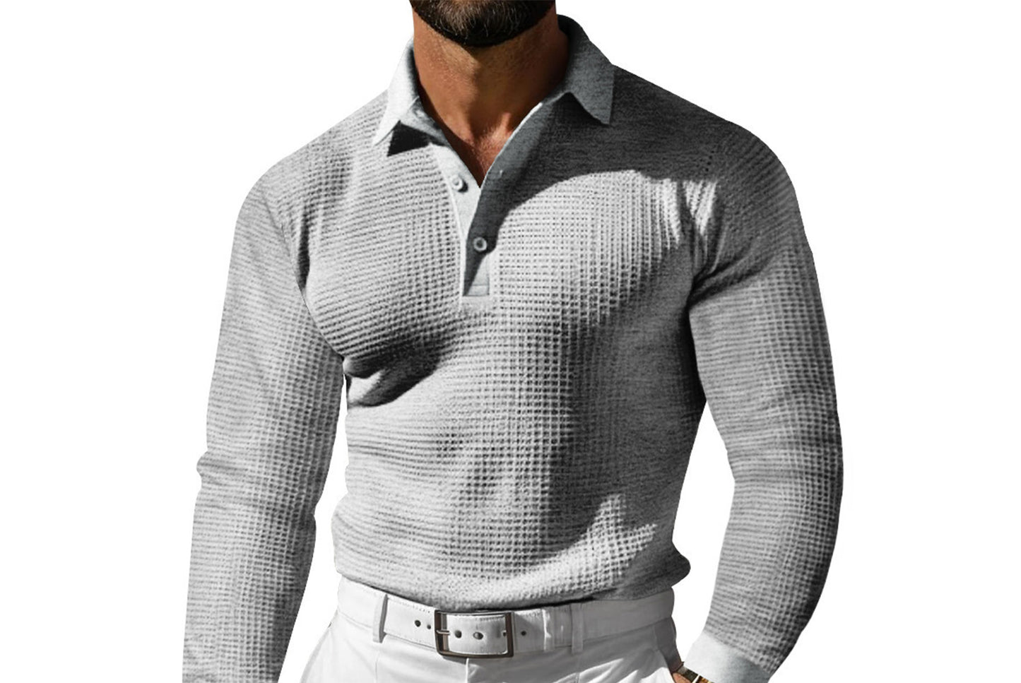 Men's Waffle Knit Polo Shirt