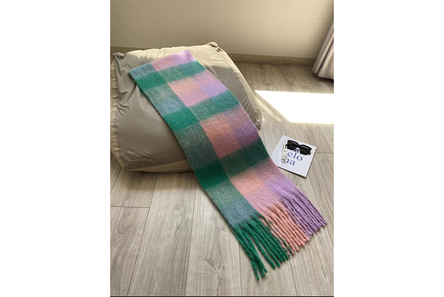 Stylish Color-Blocked Plaid Scarf