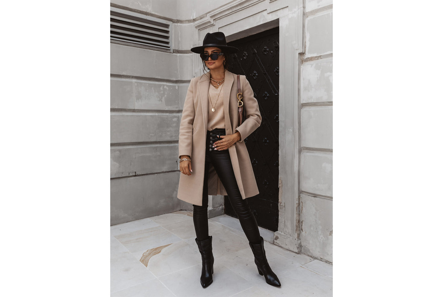 Solid Color Lapel Wool Coat
