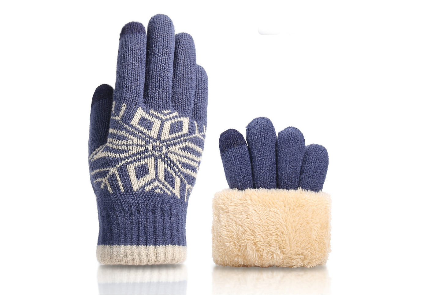 **Double-Layer Touchscreen Gloves, Winter Warm Knitted Style**
