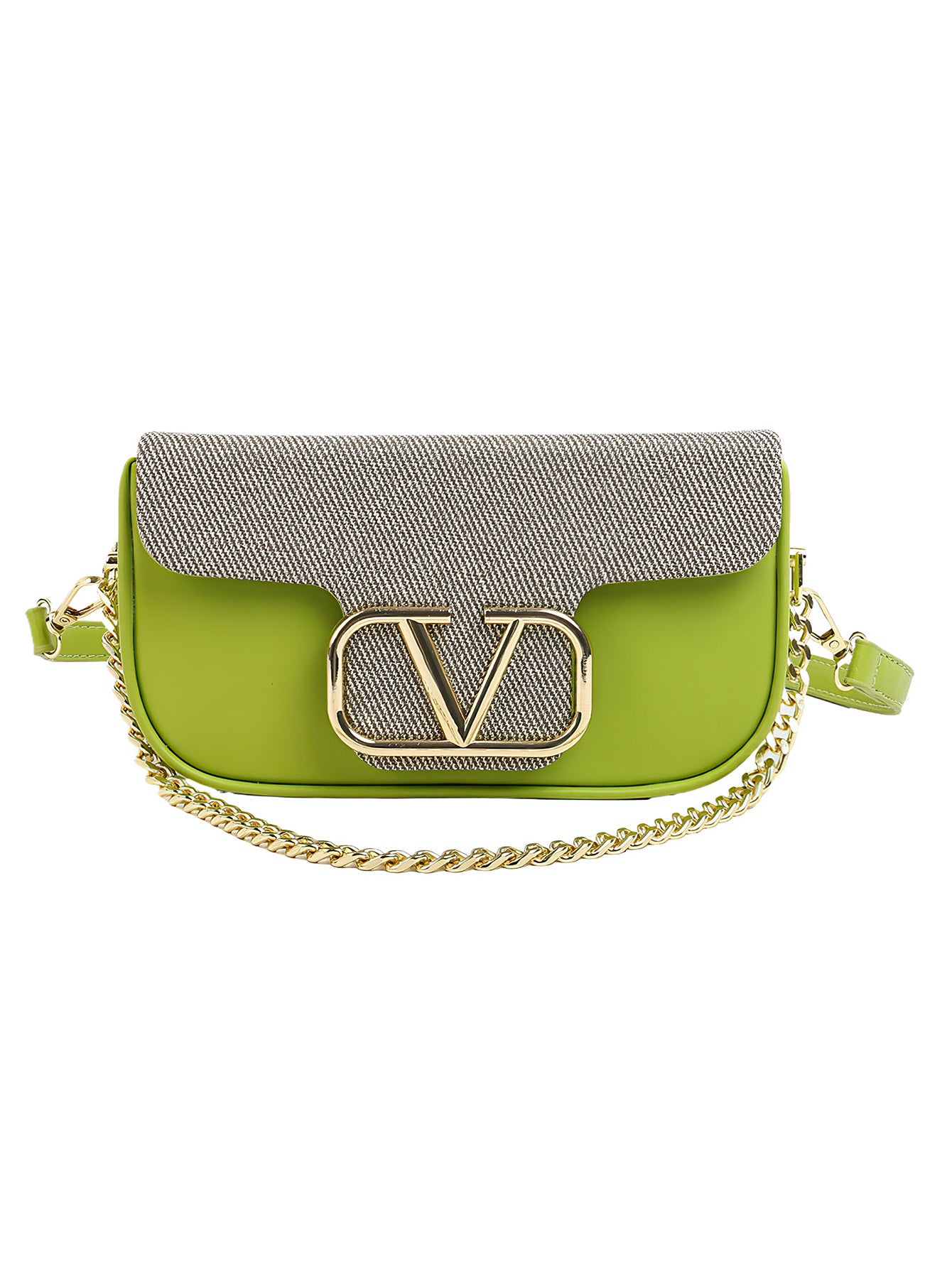 Chic Chain-Accent Color-Block Mini Bag - 7 Colours
