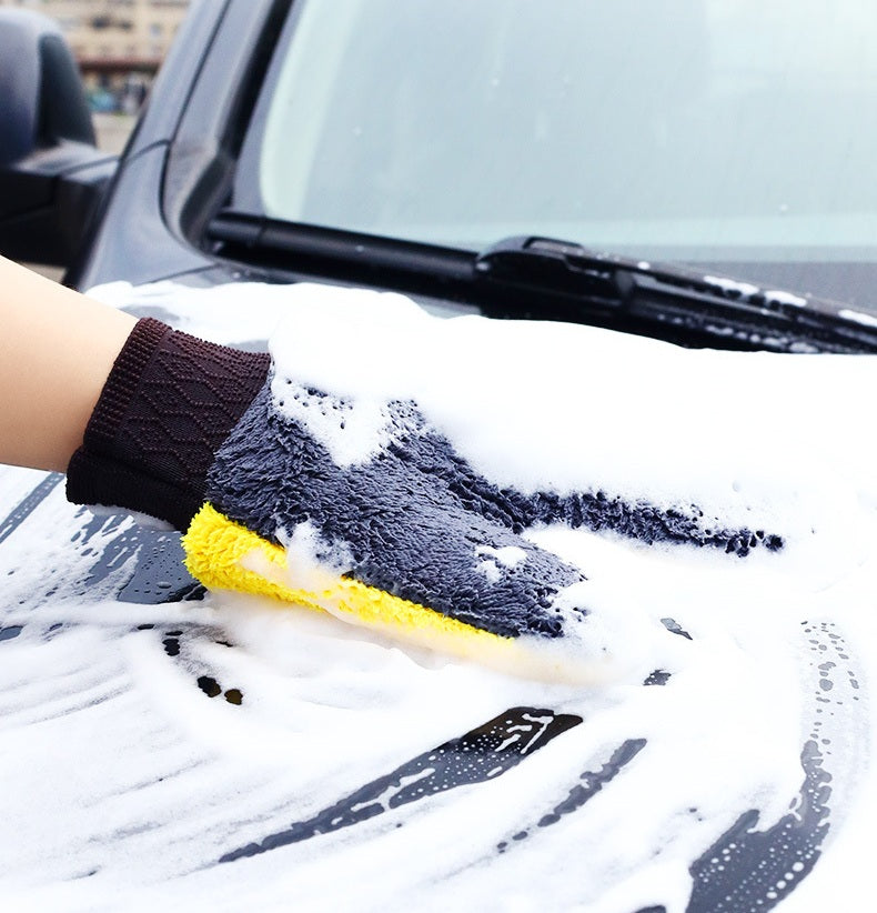 Car Wash Gloves with Coral Fleece