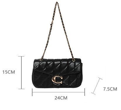 # Quilted Striped Chain Crossbody Bag