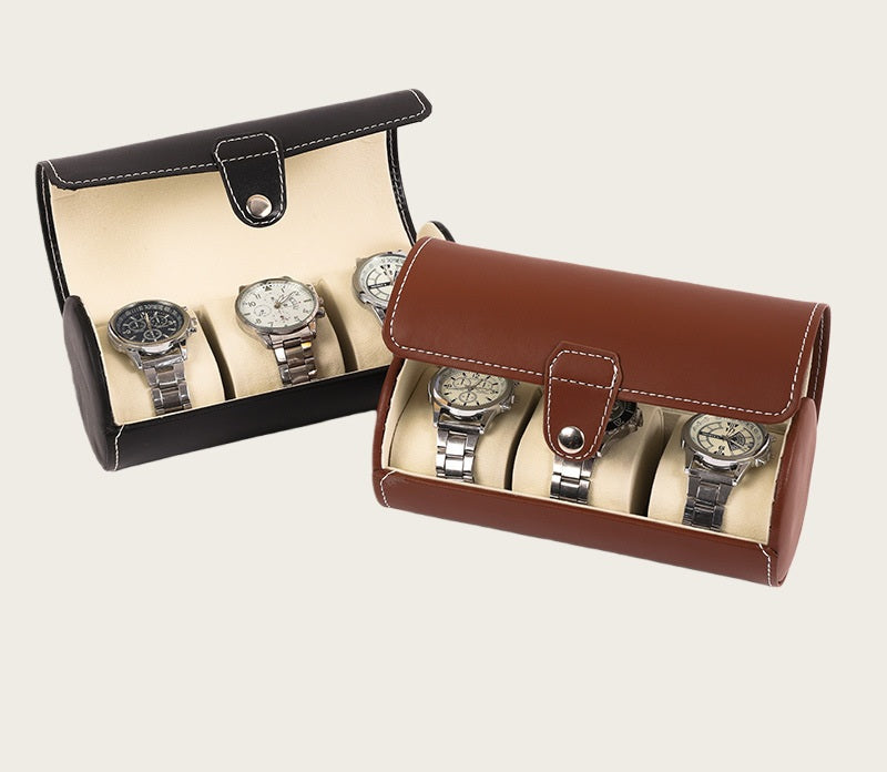 # Leather Cylindrical Watch Storage Box