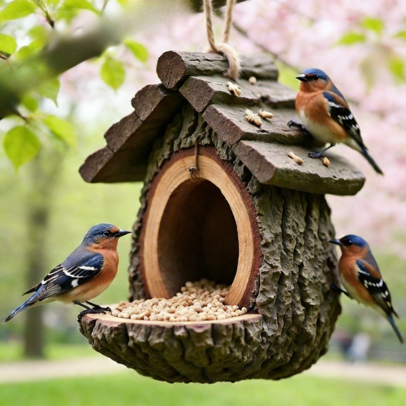 # Creative Outdoor Hanging Tree Stump Bird Feeder