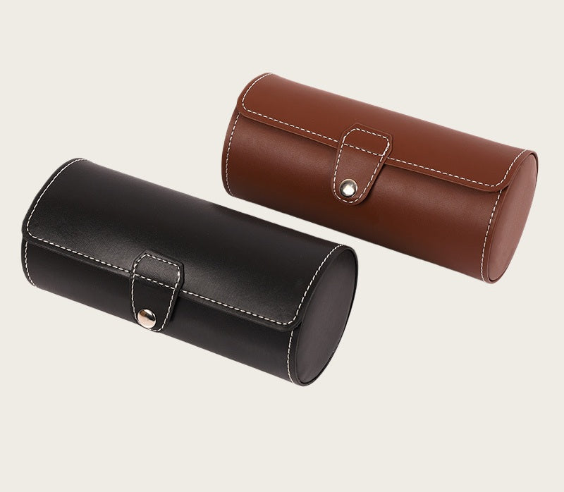 # Leather Cylindrical Watch Storage Box
