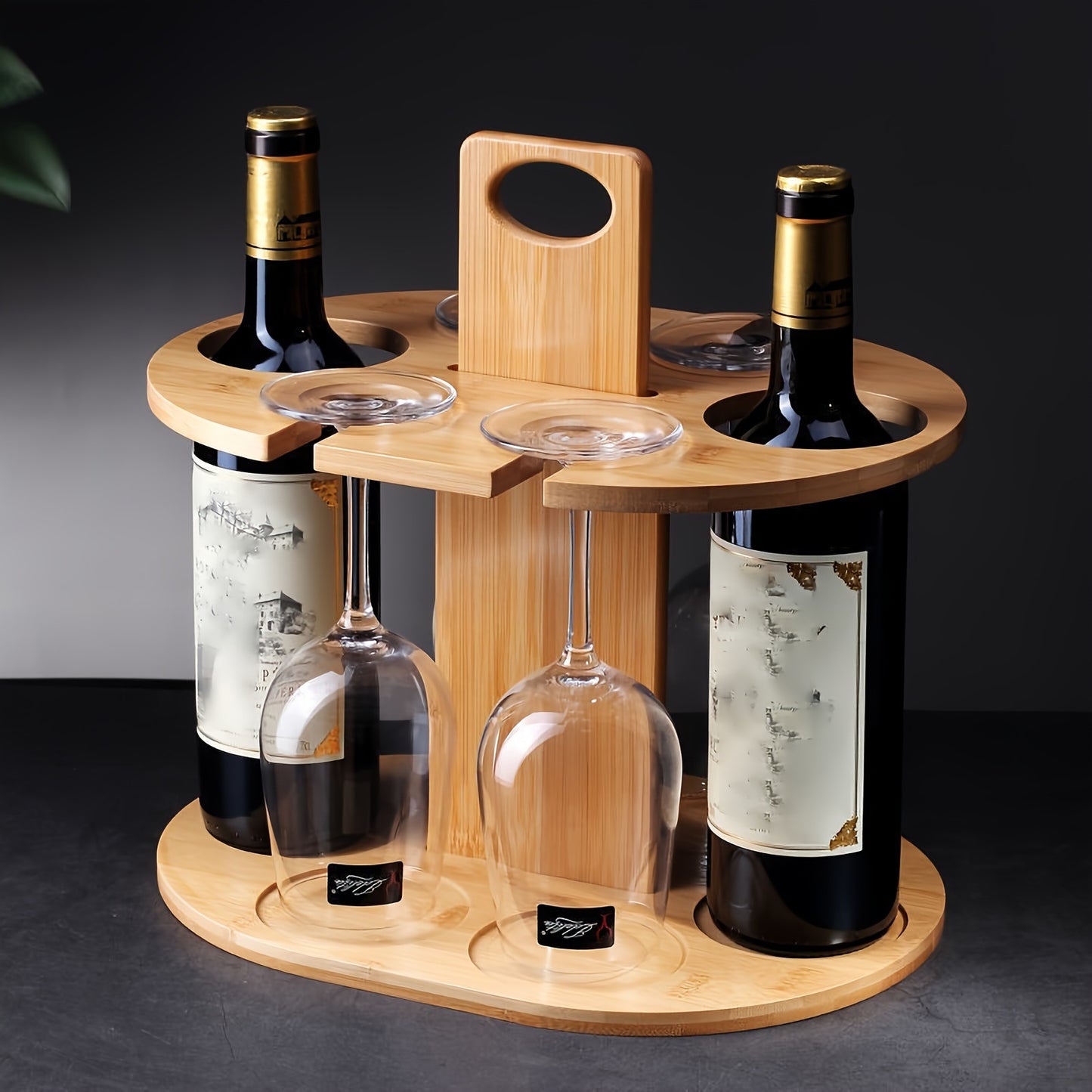 # Bamboo Hanging Wine Glass Rack