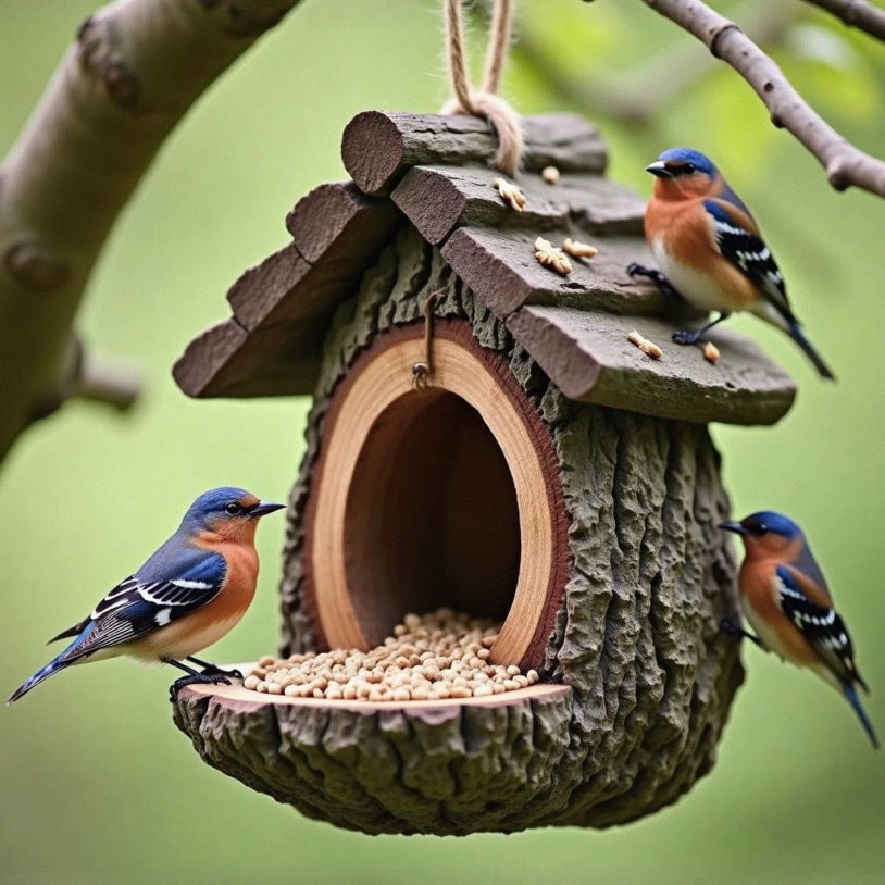 # Creative Outdoor Hanging Tree Stump Bird Feeder