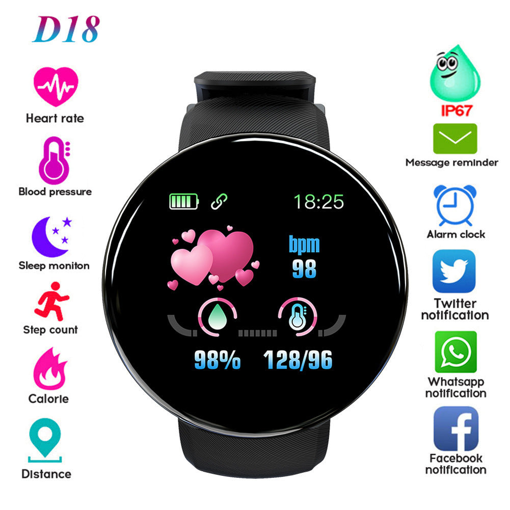 # 1.44-inch Color Round Screen D18 Smart Bracelet