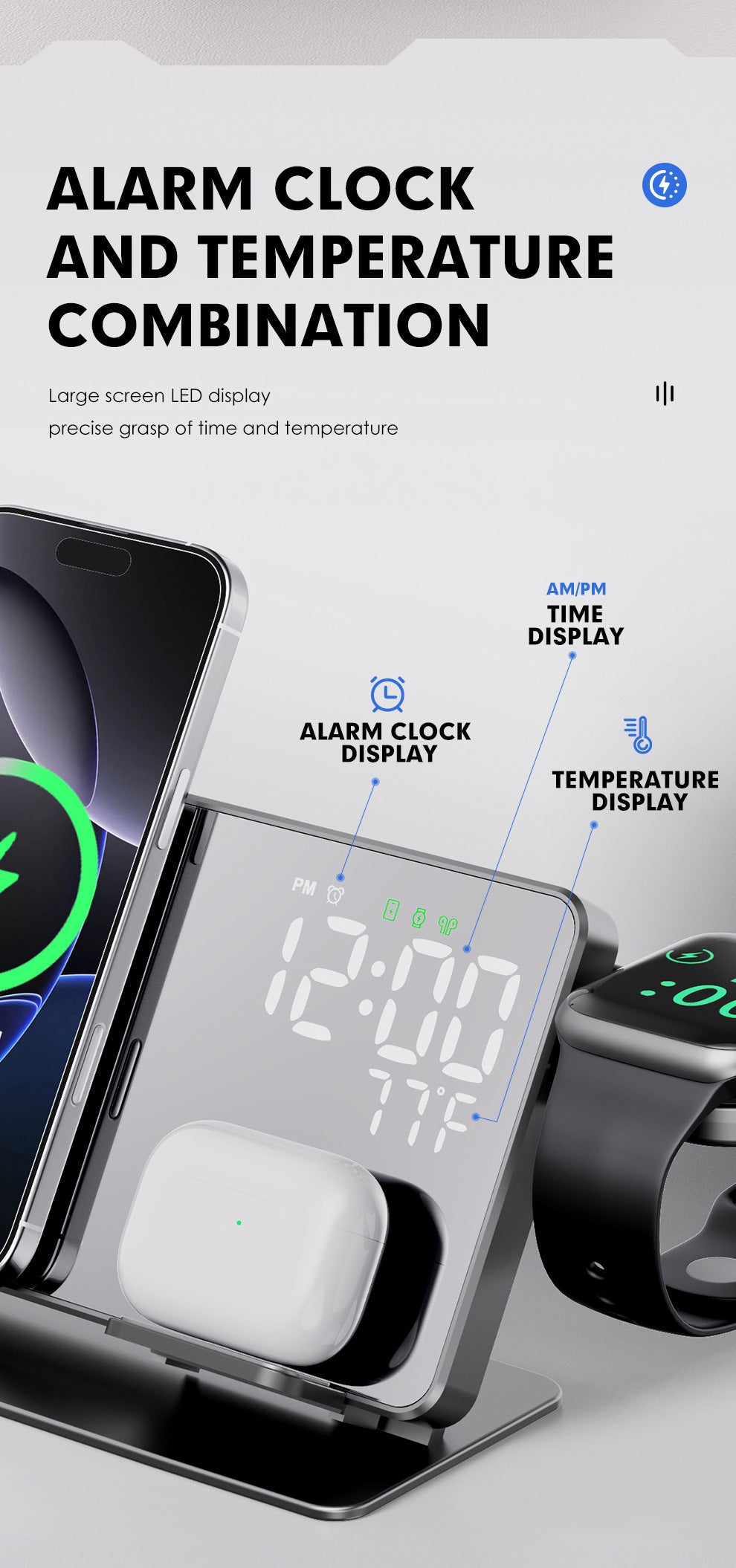 4-in-1 Multifunctional 15W Wireless Charger