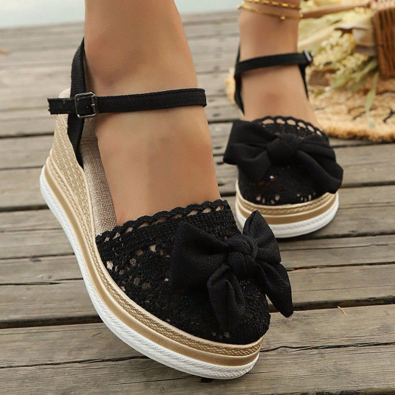 # Lace-trimmed Wedge Sandals