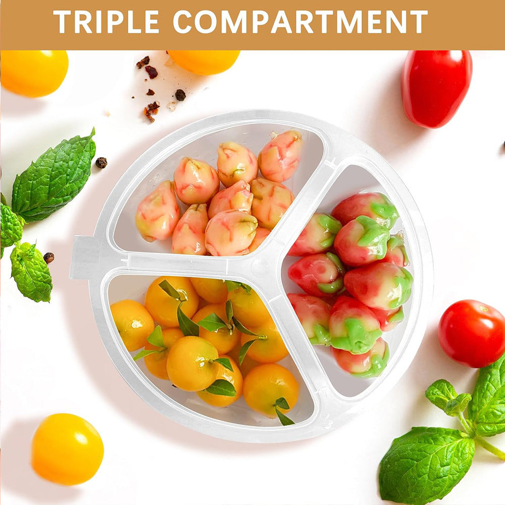 # Three-Compartment Disposable Condiment Container with Lid