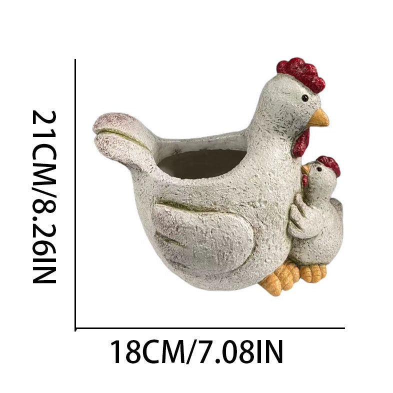 **Creative Resin Garden Animal Chicken Statue Ornament**
