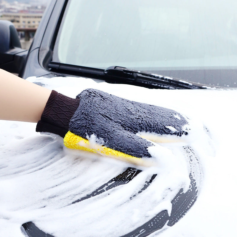 Car Wash Gloves with Coral Fleece