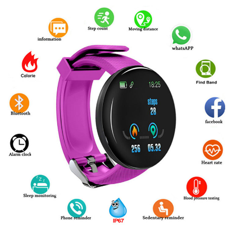 # 1.44-inch Color Round Screen D18 Smart Bracelet