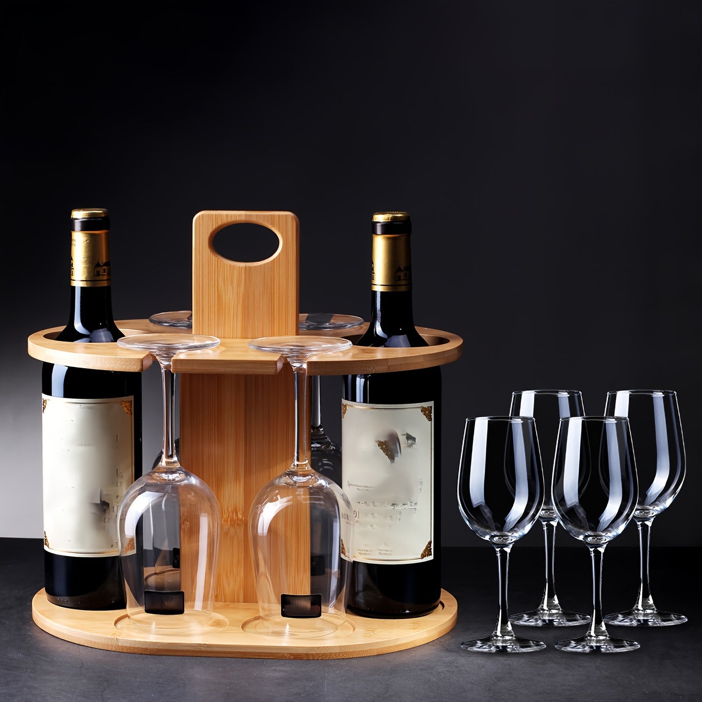 # Bamboo Hanging Wine Glass Rack