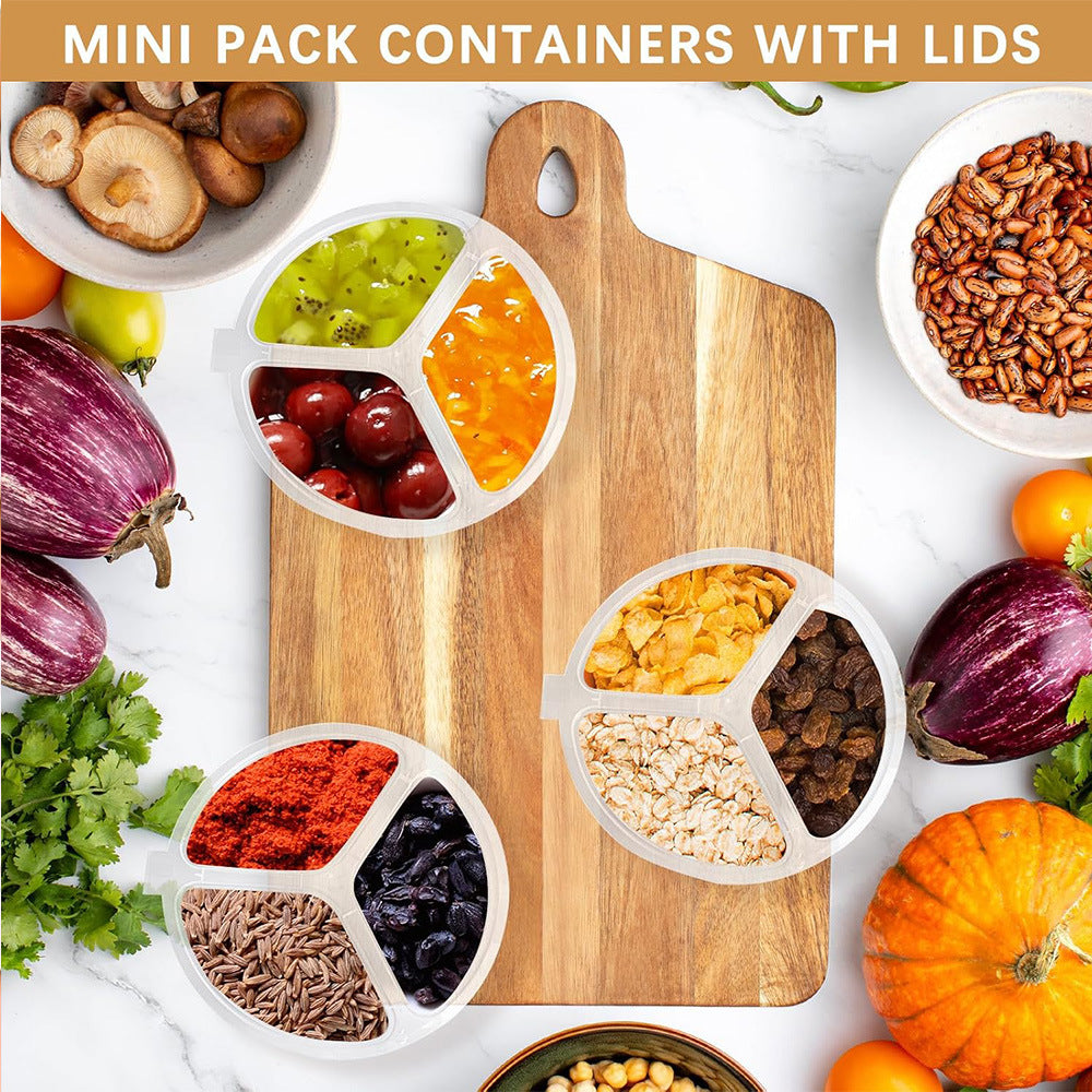 # Three-Compartment Disposable Condiment Container with Lid