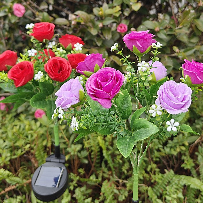Solar-Powered 7-Head Rose Light