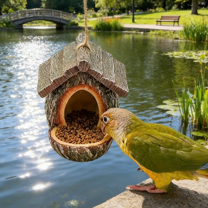 # Creative Outdoor Hanging Tree Stump Bird Feeder