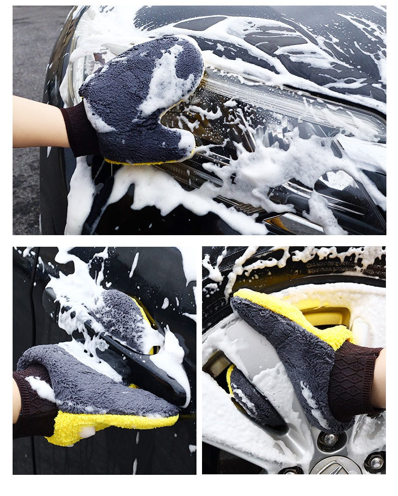 Car Wash Gloves with Coral Fleece