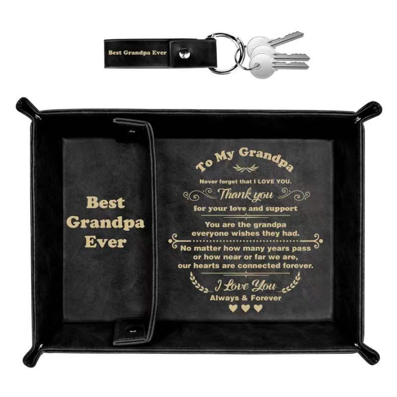 # PU Leather Creative Storage Tray and Keychain Set