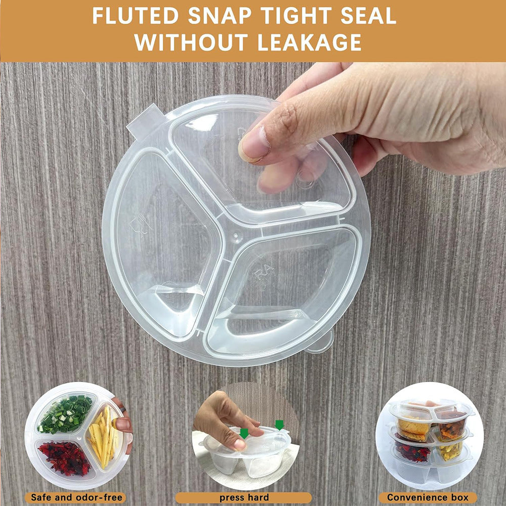 # Three-Compartment Disposable Condiment Container with Lid