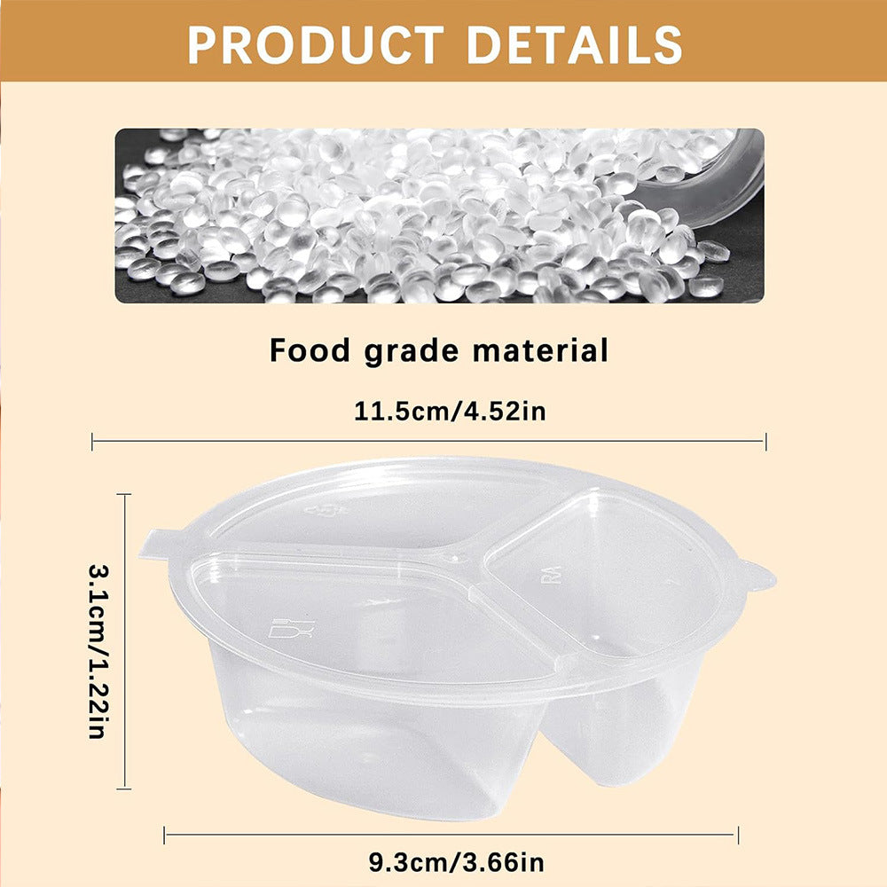 # Three-Compartment Disposable Condiment Container with Lid