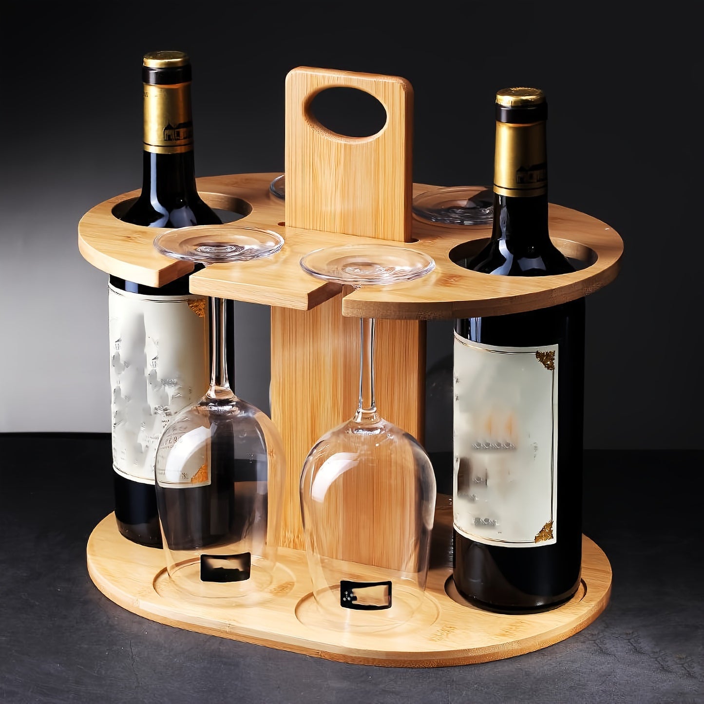 # Bamboo Hanging Wine Glass Rack