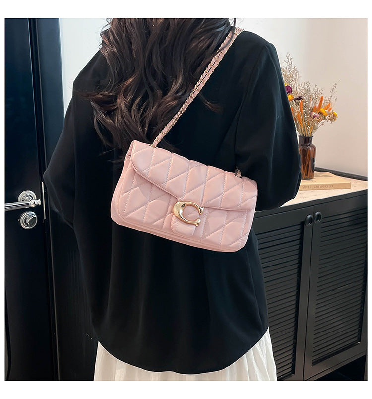 # Quilted Striped Chain Crossbody Bag