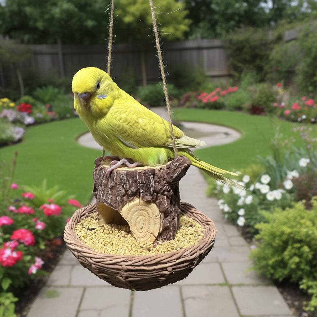 # Creative Outdoor Hanging Tree Stump Bird Feeder
