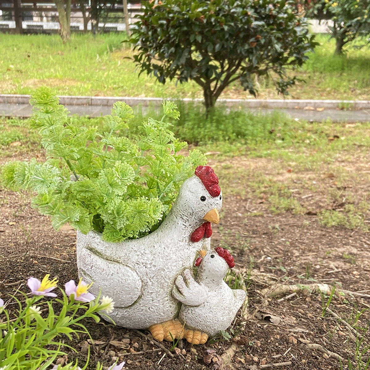 **Creative Resin Garden Animal Chicken Statue Ornament**