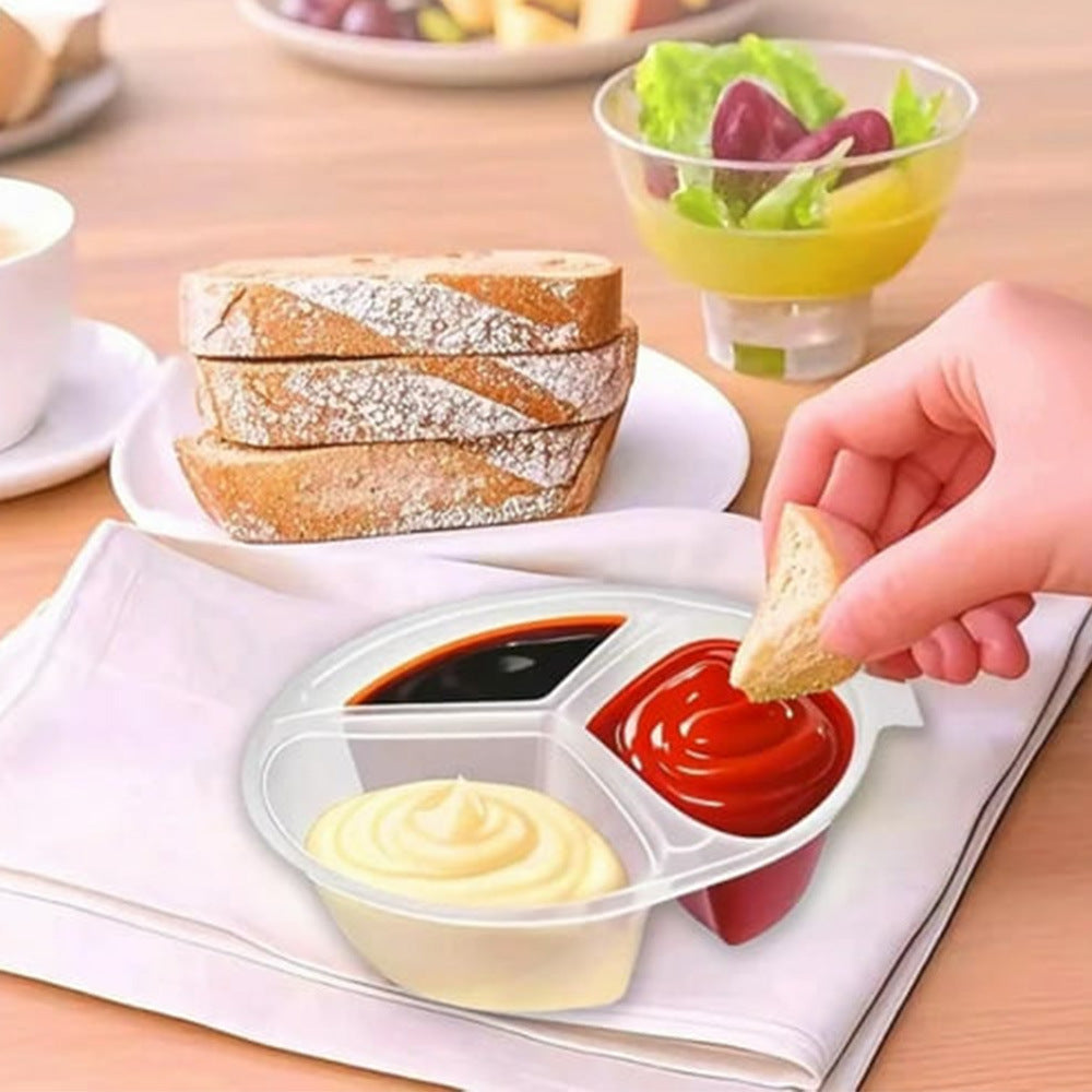 # Three-Compartment Disposable Condiment Container with Lid
