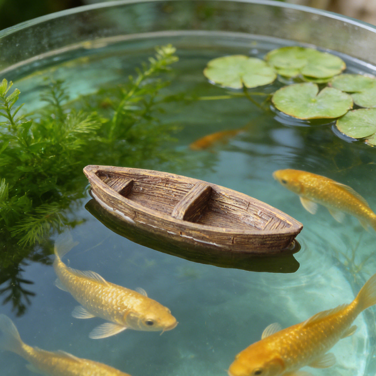 # Floating Wooden Boat Aquarium Landscaping Ornament