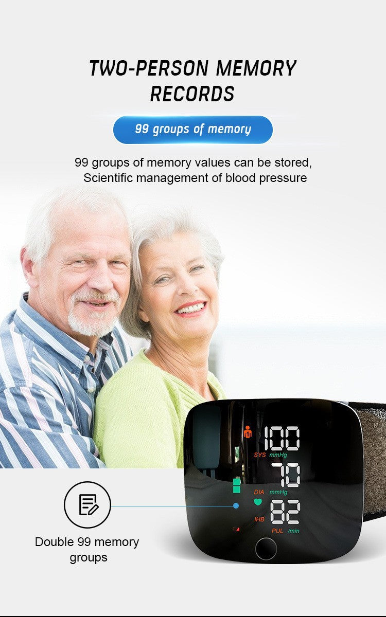 Wrist-Style Rechargeable Blood Pressure Monitor with Voice Announcement
