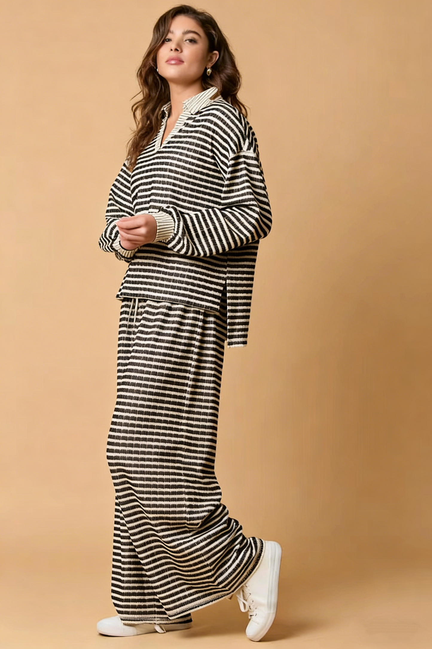 Stylish Striped Casual Two-Piece Set