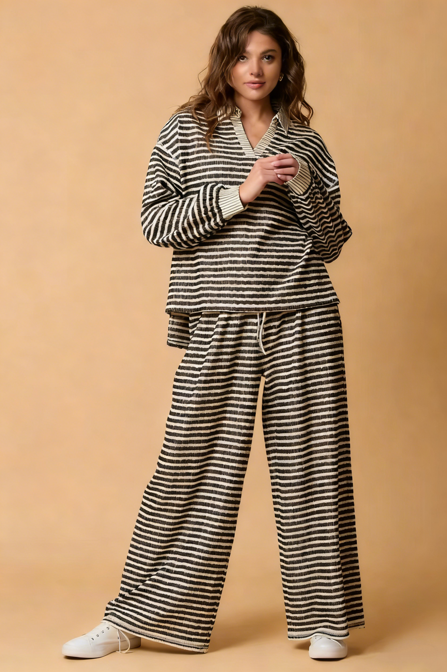 Stylish Striped Casual Two-Piece Set
