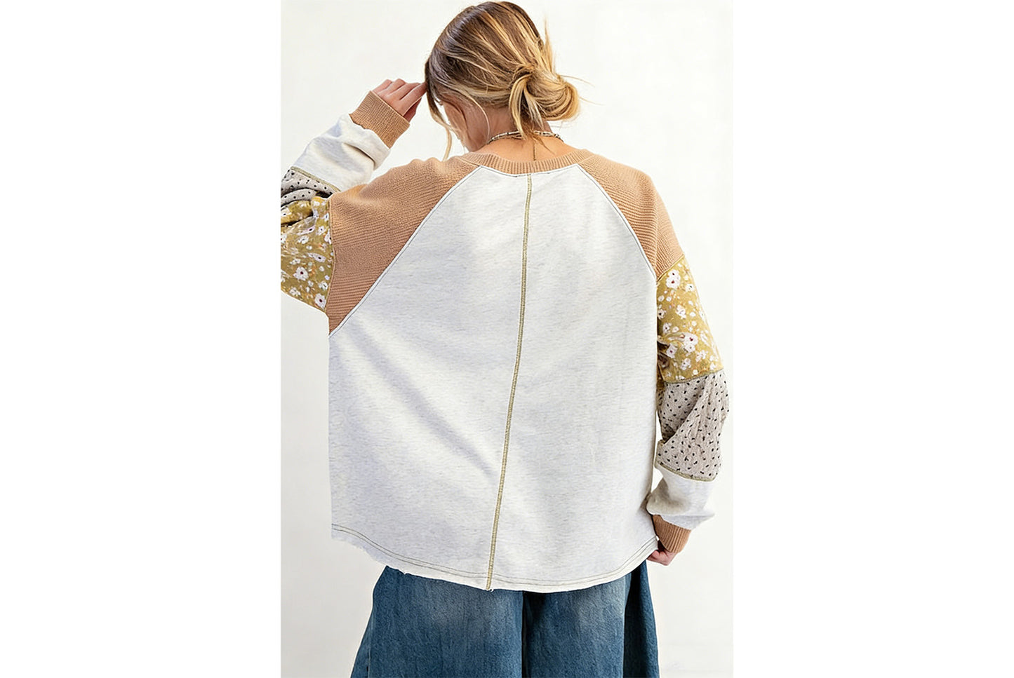 Women's Floral Print Color-Blocked Sweatshirt