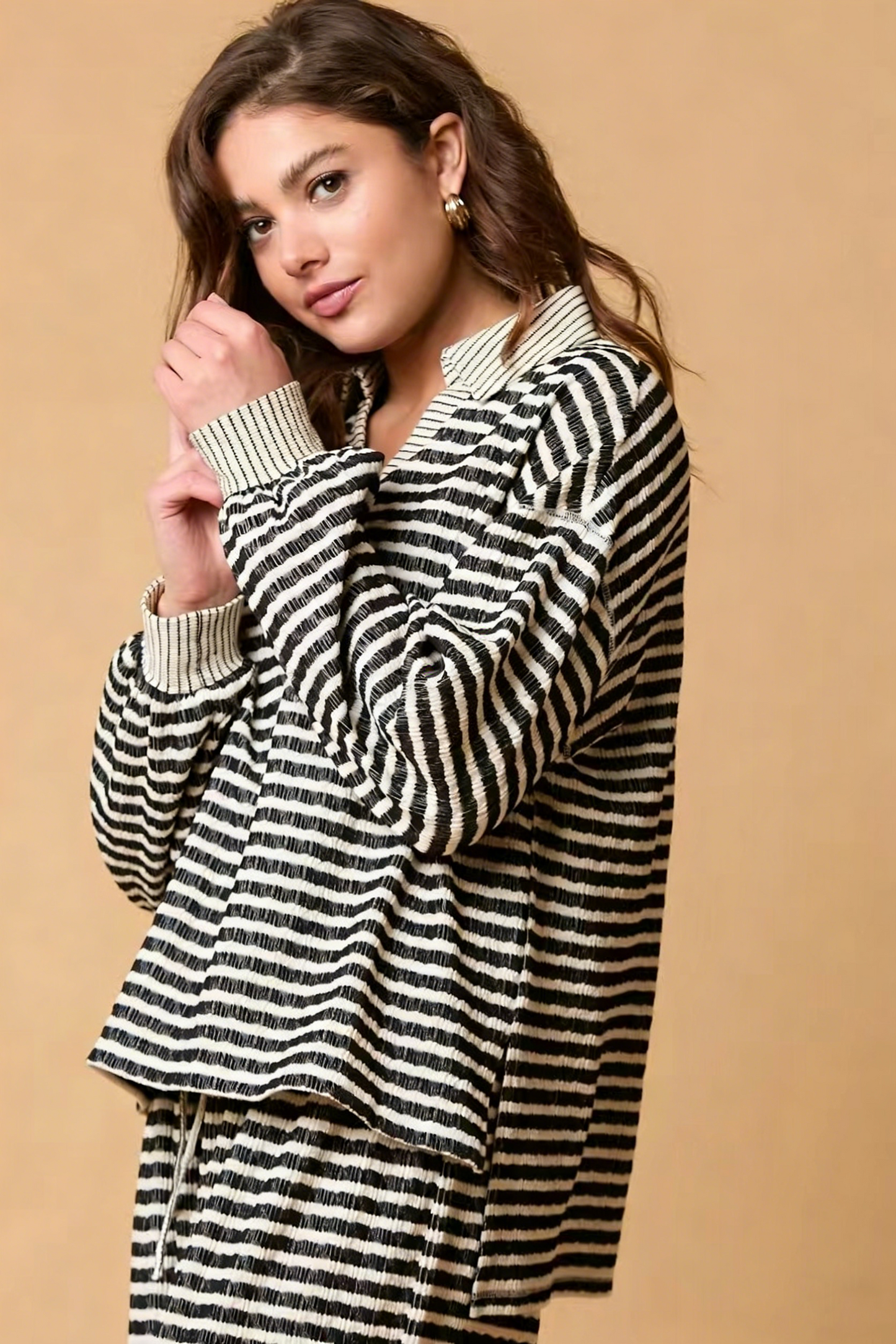 Stylish Striped Casual Two-Piece Set