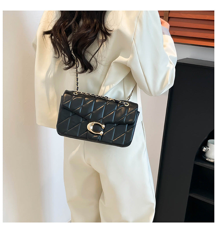 # Quilted Striped Chain Crossbody Bag