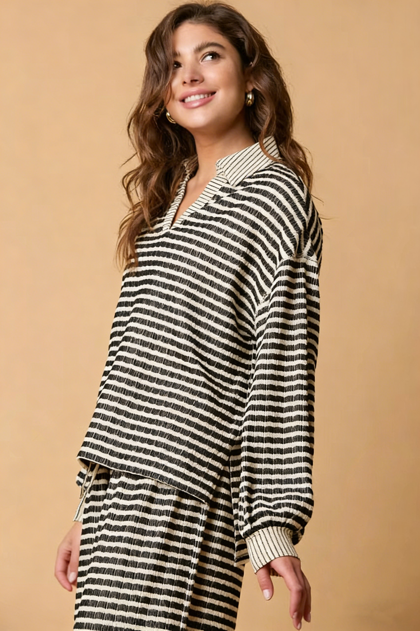 Stylish Striped Casual Two-Piece Set