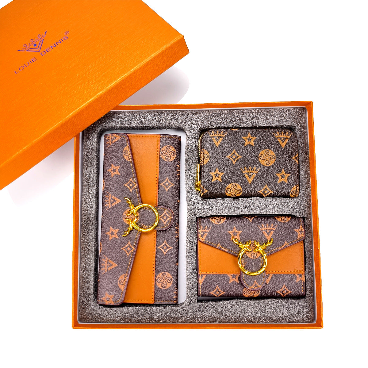 Retro PU Leather Women's Wallet Set with Gift Box