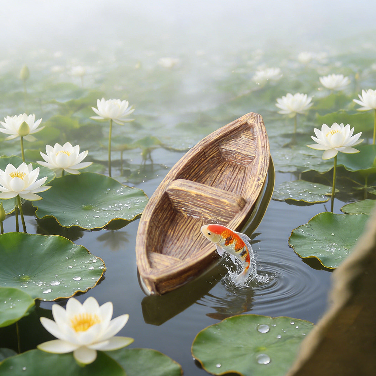 # Floating Wooden Boat Aquarium Landscaping Ornament