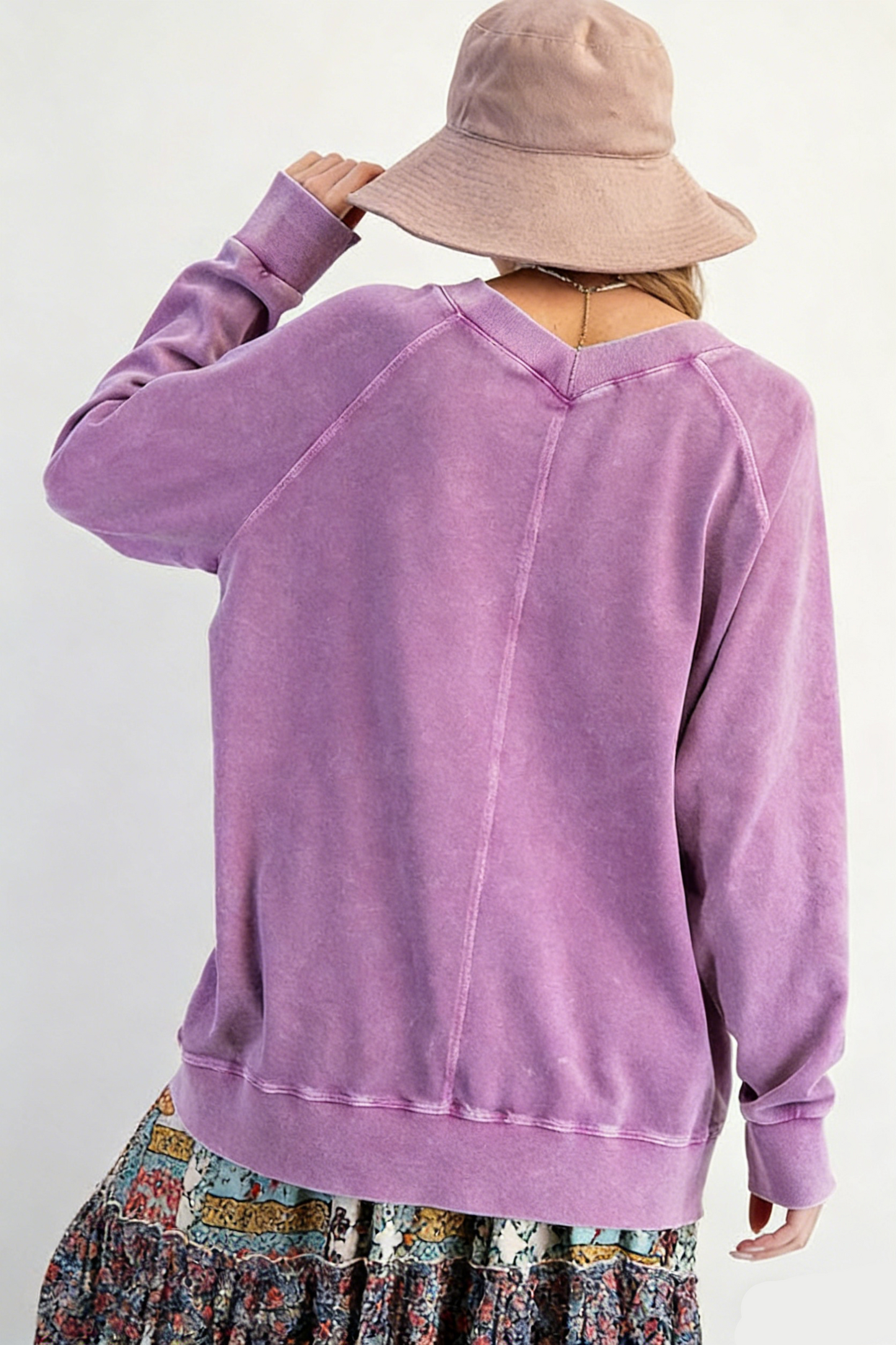 V-Neck Pullover Oversized Sweatshirt