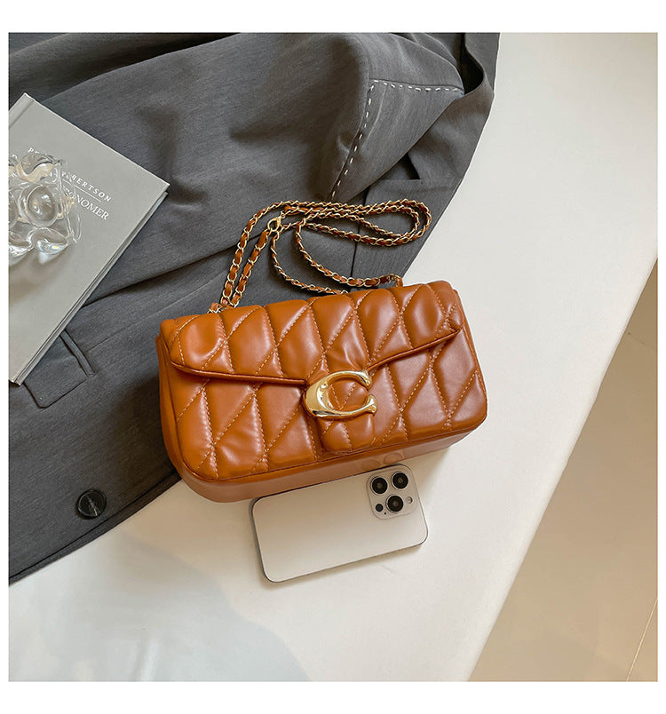 # Quilted Striped Chain Crossbody Bag