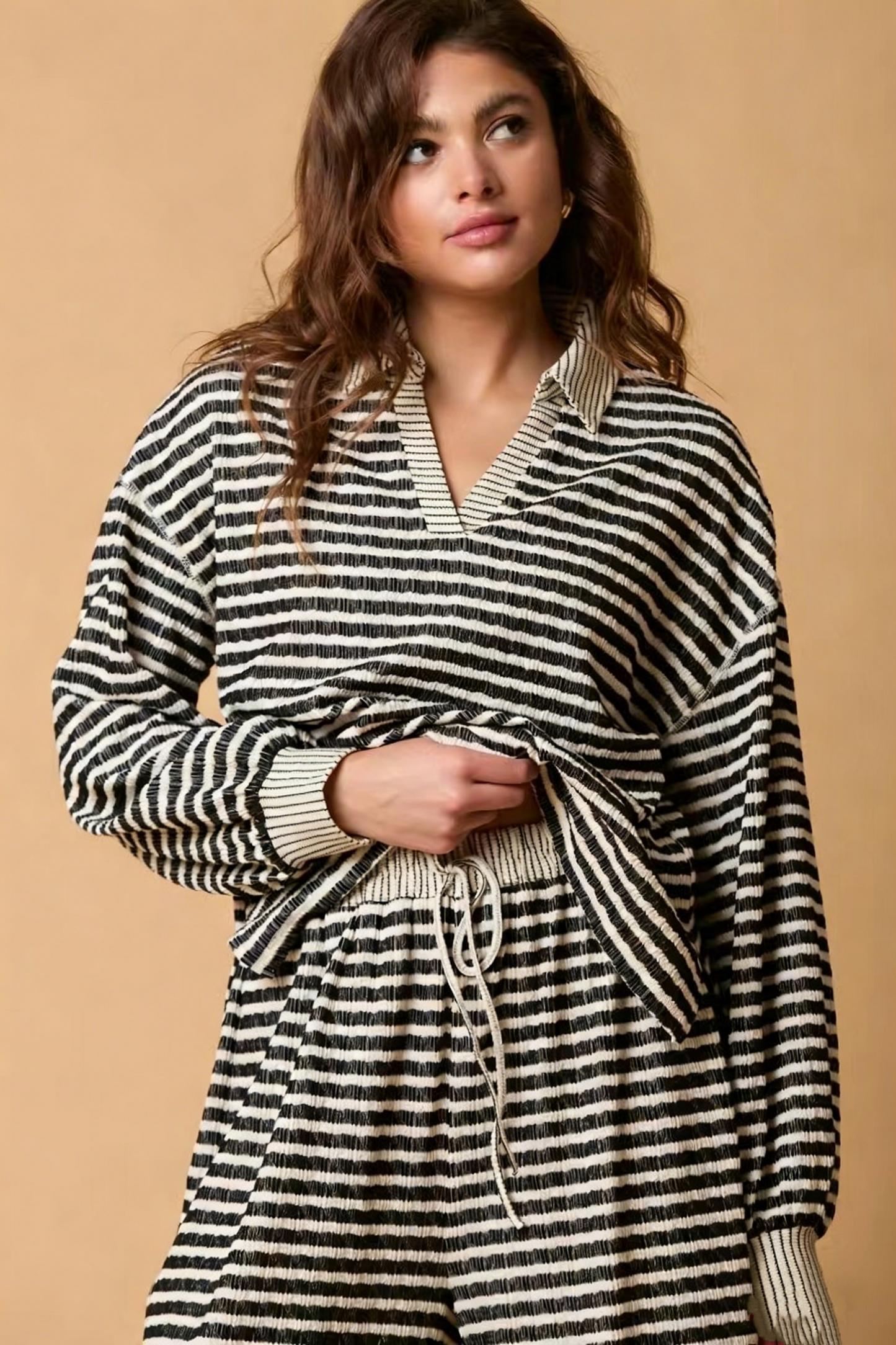 Stylish Striped Casual Two-Piece Set